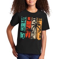 Surf Tropical Palm Tree Retro Vintage Kids T-Shirt