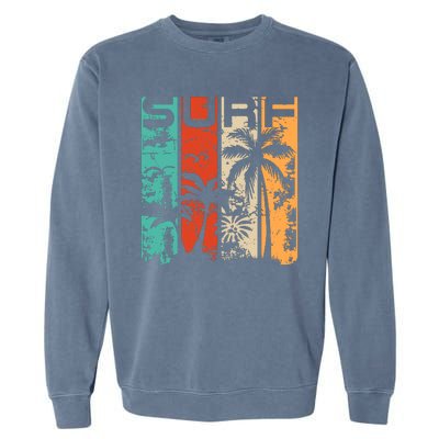 Surf Tropical Palm Tree Retro Vintage Garment-Dyed Sweatshirt