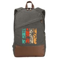 Surf Tropical Palm Tree Retro Vintage Cotton Canvas Backpack