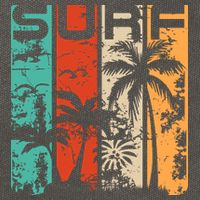 Surf Tropical Palm Tree Retro Vintage Cotton Canvas Backpack