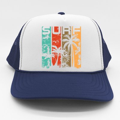 Surf Tropical Palm Tree Retro Vintage Trucker Hat