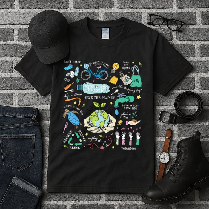 Save The Planet Reduce Reuse Recycle Earth Day Environmental Tall T-Shirt
