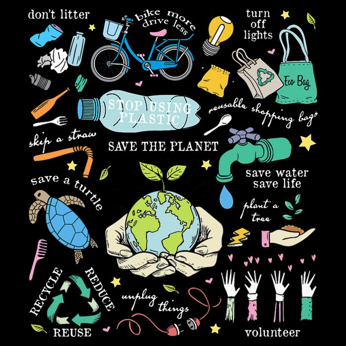 Save The Planet Reduce Reuse Recycle Earth Day Environmental Drawstring Bag
