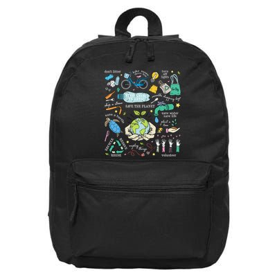 Save The Planet Reduce Reuse Recycle Earth Day Environmental 16 in Basic Backpack