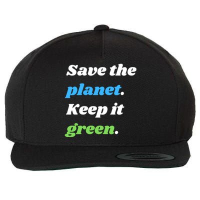 Save The Planet Keep It Green Meaningful Gift Wool Snapback Cap