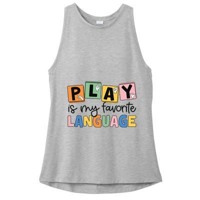 Speech Therapy Play Is My Favorite Language Slp Ladies PosiCharge Tri-Blend Wicking Tank