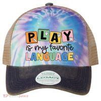 Speech Therapy Play Is My Favorite Language Slp Legacy Tie Dye Trucker Hat