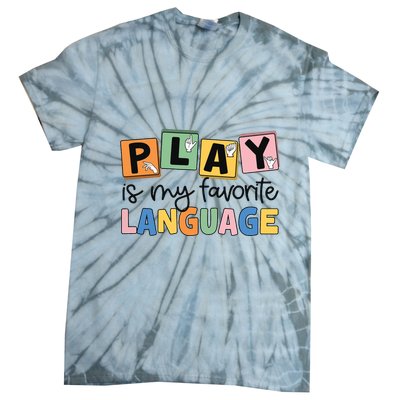 Speech Therapy Play Is My Favorite Language Slp Tie-Dye T-Shirt