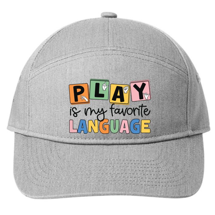 Speech Therapy Play Is My Favorite Language Slp 7-Panel Snapback Hat