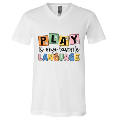 Speech Therapy Play Is My Favorite Language Slp V-Neck T-Shirt