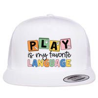 Speech Therapy Play Is My Favorite Language Slp Flat Bill Trucker Hat