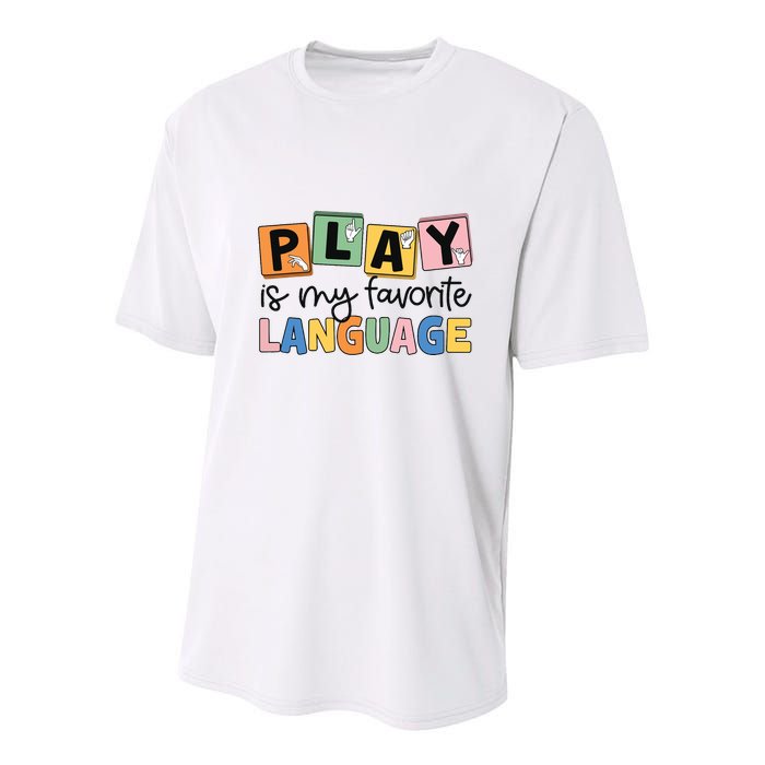 Speech Therapy Play Is My Favorite Language Slp Youth Performance Sprint T-Shirt