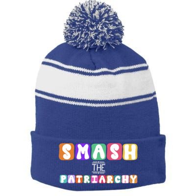 Smash The Patriarchy Cool Gift Stripe Pom Pom Beanie