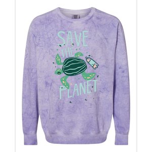 Save The Planet Turtle Earth Climate Change Global Warming Meaningful Gift Colorblast Crewneck Sweatshirt