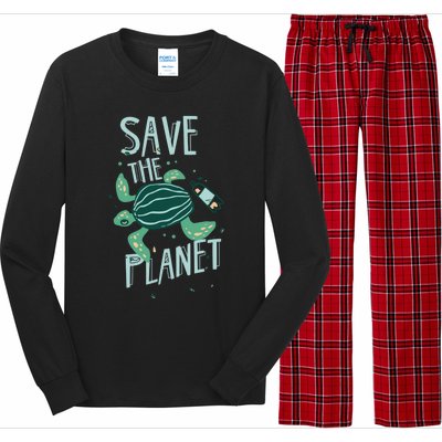 Save The Planet Turtle Earth Climate Change Global Warming Meaningful Gift Long Sleeve Pajama Set