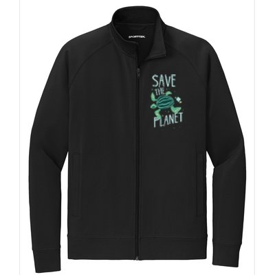 Save The Planet Turtle Earth Climate Change Global Warming Meaningful Gift Stretch Full-Zip Cadet Jacket