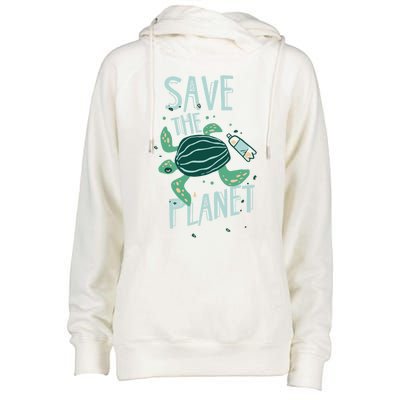 Save The Planet Turtle Earth Climate Change Global Warming Meaningful Gift Womens Funnel Neck Pullover Hood