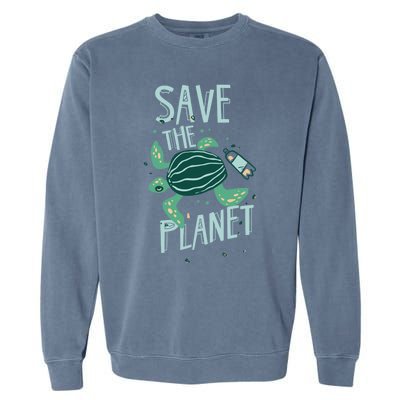 Save The Planet Turtle Earth Climate Change Global Warming Meaningful Gift Garment-Dyed Sweatshirt