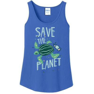 Save The Planet Turtle Earth Climate Change Global Warming Meaningful Gift Ladies Essential Tank