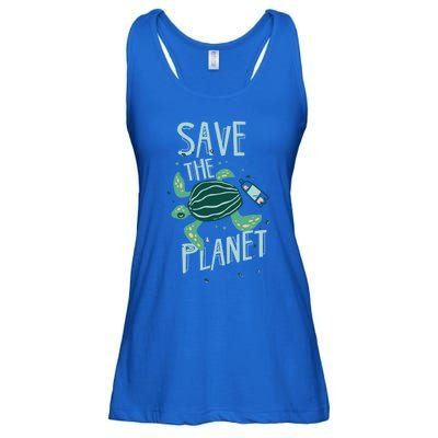 Save The Planet Turtle Earth Climate Change Global Warming Meaningful Gift Ladies Essential Flowy Tank