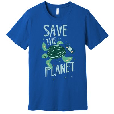 Save The Planet Turtle Earth Climate Change Global Warming Meaningful Gift Premium T-Shirt