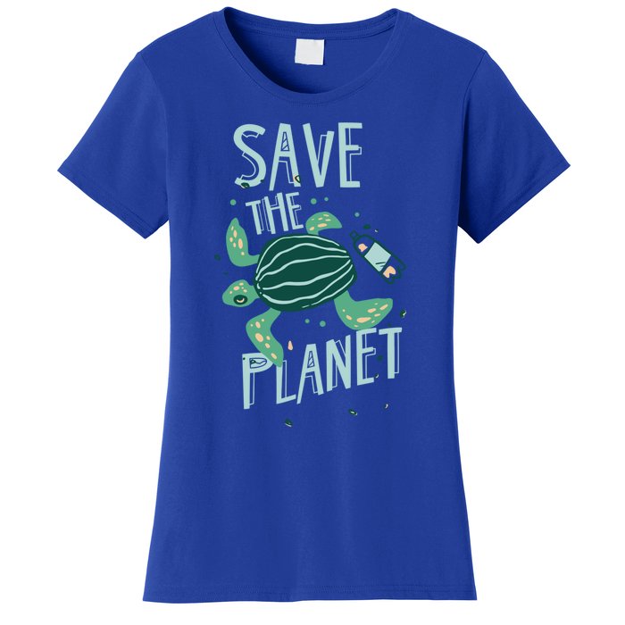 Save The Planet Turtle Earth Climate Change Global Warming Meaningful Gift Women's T-Shirt