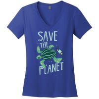 Save The Planet Turtle Earth Climate Change Global Warming Meaningful Gift Women's V-Neck T-Shirt