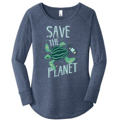 Save The Planet Turtle Earth Climate Change Global Warming Meaningful Gift Women's Perfect Tri Tunic Long Sleeve Shirt