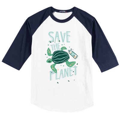 Save The Planet Turtle Earth Climate Change Global Warming Meaningful Gift Baseball Sleeve Shirt