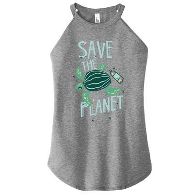 Save The Planet Turtle Earth Climate Change Global Warming Meaningful Gift Women's Perfect Tri Rocker Tank