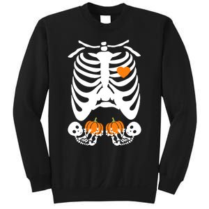 Skeleton Twin Pregnancy Announcement Halloween Pregnant Mom Sweatshirt