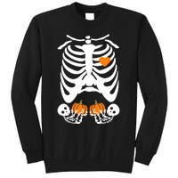 Skeleton Twin Pregnancy Announcement Halloween Pregnant Mom Sweatshirt