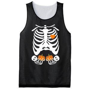 Skeleton Twin Pregnancy Announcement Halloween Pregnant Mom Mesh Reversible Basketball Jersey Tank