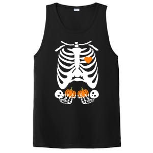 Skeleton Twin Pregnancy Announcement Halloween Pregnant Mom PosiCharge Competitor Tank