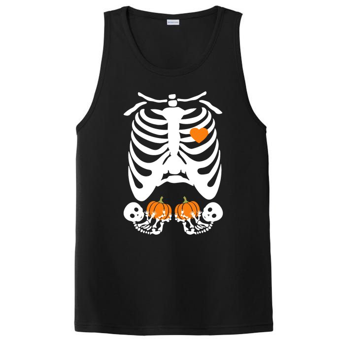 Skeleton Twin Pregnancy Announcement Halloween Pregnant Mom PosiCharge Competitor Tank