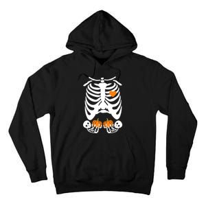 Skeleton Twin Pregnancy Announcement Halloween Pregnant Mom Tall Hoodie