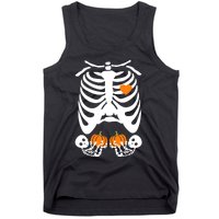 Skeleton Twin Pregnancy Announcement Halloween Pregnant Mom Tank Top