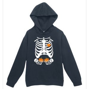 Skeleton Twin Pregnancy Announcement Halloween Pregnant Mom Urban Pullover Hoodie