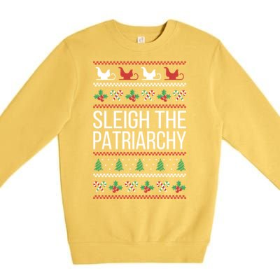 Sleigh The Patriarchy Feminist Christmas Lover Gift Premium Crewneck Sweatshirt