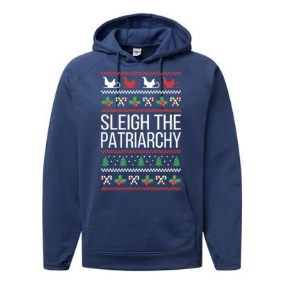 Sleigh The Patriarchy Feminist Christmas Lover Gift Performance Fleece Hoodie