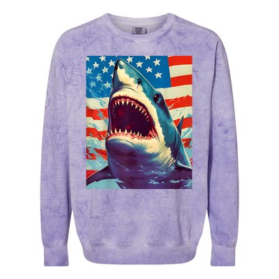 Sharks The Pop Art Patriotic Predator Colorblast Crewneck Sweatshirt