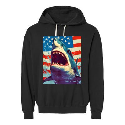 Sharks The Pop Art Patriotic Predator Garment-Dyed Fleece Hoodie