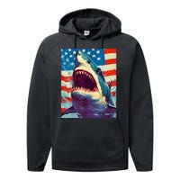 Sharks The Pop Art Patriotic Predator Performance Fleece Hoodie