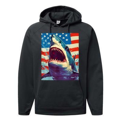 Sharks The Pop Art Patriotic Predator Performance Fleece Hoodie