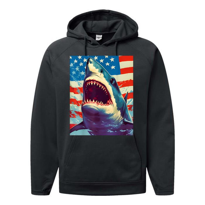 Sharks The Pop Art Patriotic Predator Performance Fleece Hoodie