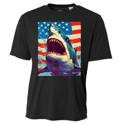 Sharks The Pop Art Patriotic Predator Cooling Performance Crew T-Shirt