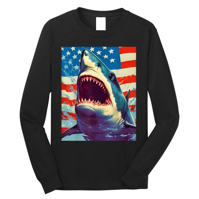 Sharks The Pop Art Patriotic Predator Long Sleeve Shirt