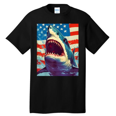 Sharks The Pop Art Patriotic Predator Tall T-Shirt