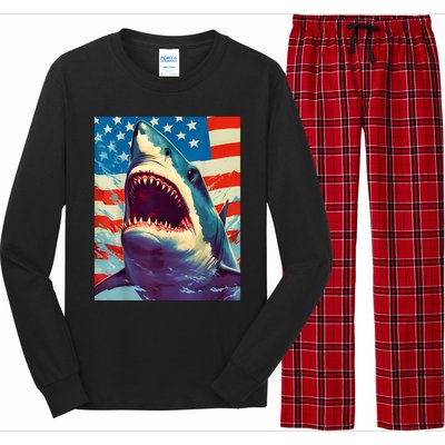 Sharks The Pop Art Patriotic Predator Long Sleeve Pajama Set