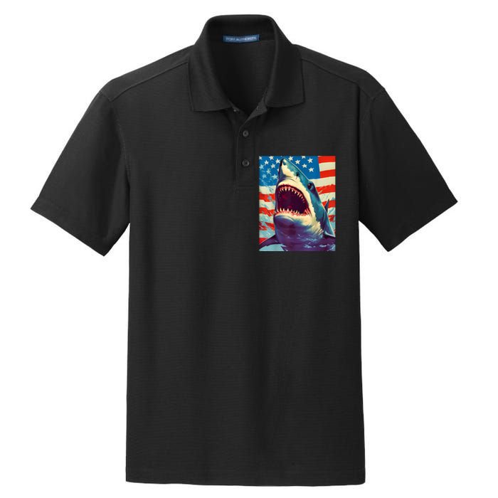 Sharks The Pop Art Patriotic Predator Dry Zone Grid Polo